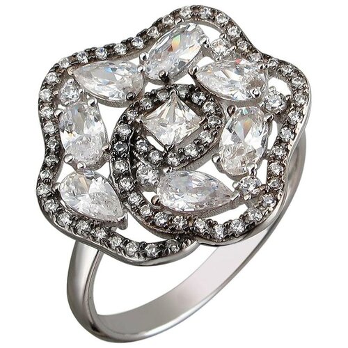 фото Эстет кольцо с фианитами из чернёного серебра 01к1511590чр, размер 18