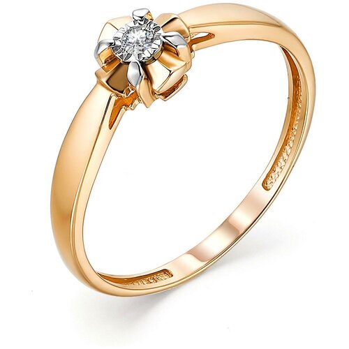 фото Алькор кольцо с 1 бриллиантом из красного золота 13220-100, размер 16.5