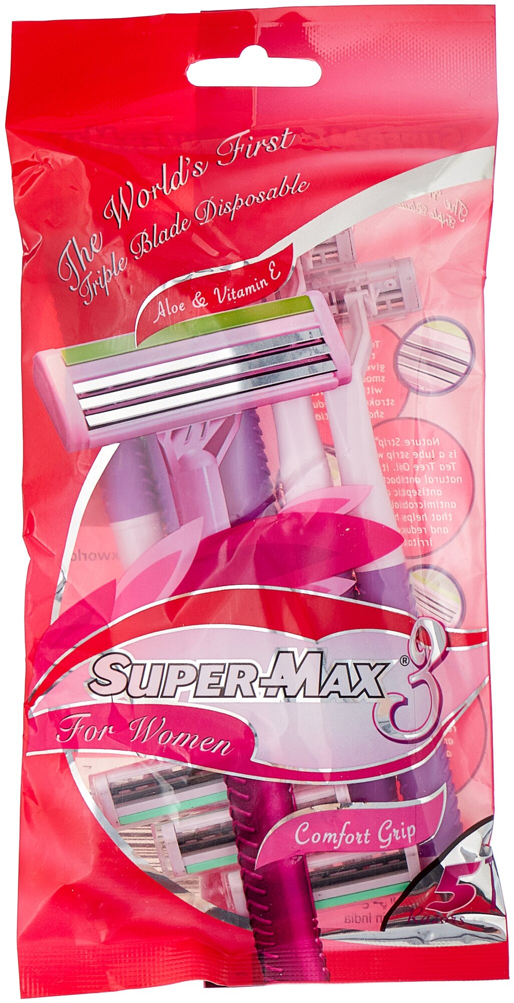 Super-Max 3 for Women Одноразовый станки с тройным лезвием (5шт. в уп.)