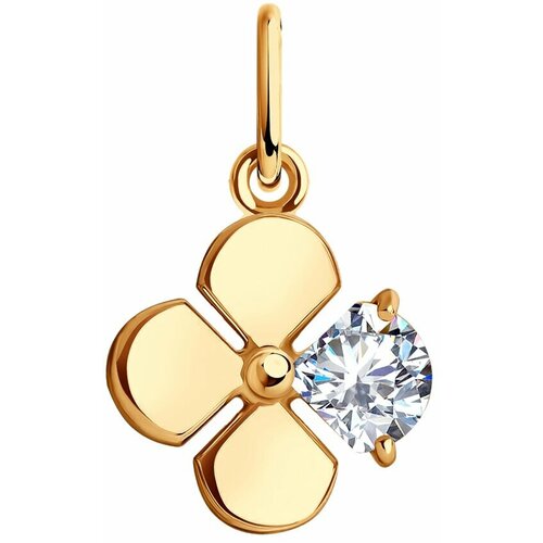 фото Подвеска diamant online, золото, 585 проба, кристаллы swarovski, размер 1.8 см.