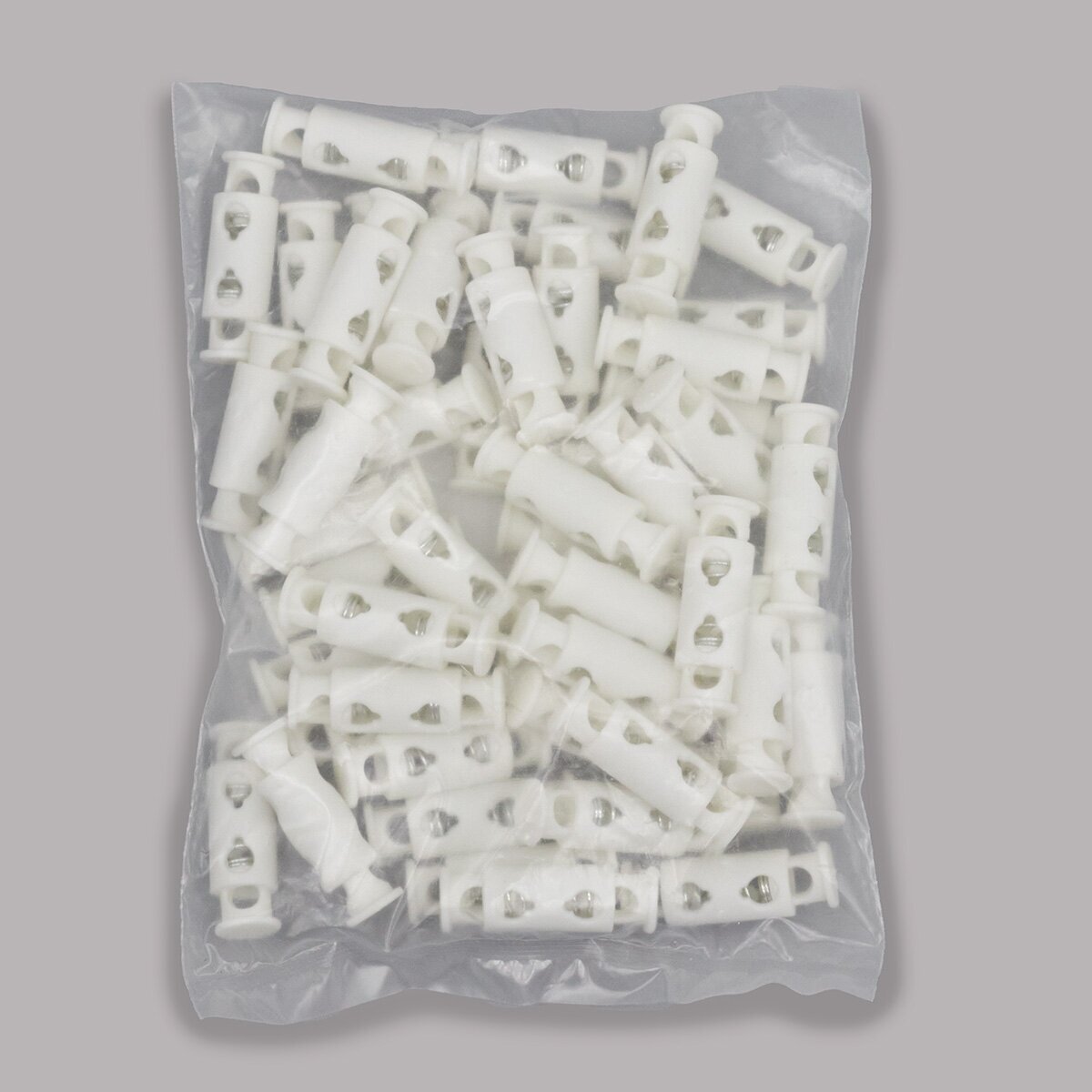 Фиксатор для шнура пластиковый 'Цилиндр', 8,2*26 мм, 50 шт, Айрис (белый матовый) — фото 1