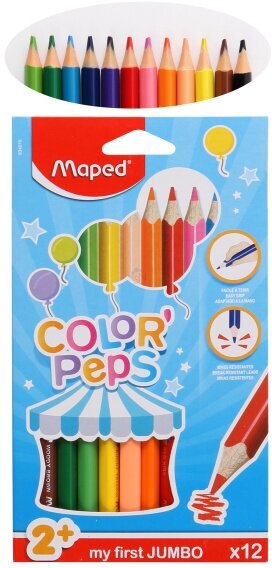 Карандаши цветные COLOR'PEPS MAXI, 12 цветов, треугольные (834010) - фото №10