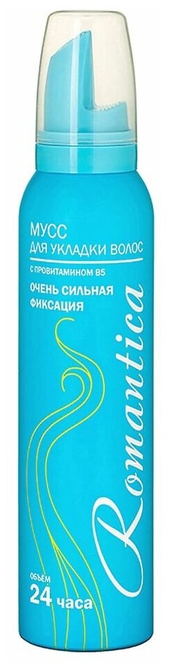 Романтика, Мусс для волос с Провитамином B5, очень сильная фиксация (голубой), 200мл