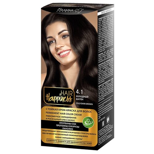 фото Белита-м hair happiness крем-краска для волос, 4.1 холодный шатен