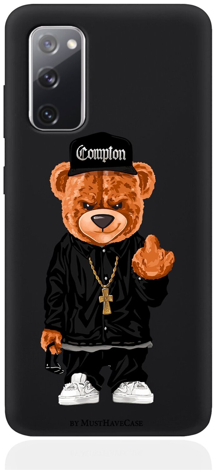Черный силиконовый чехол для Samsung Galaxy S20FE Мишка Compton