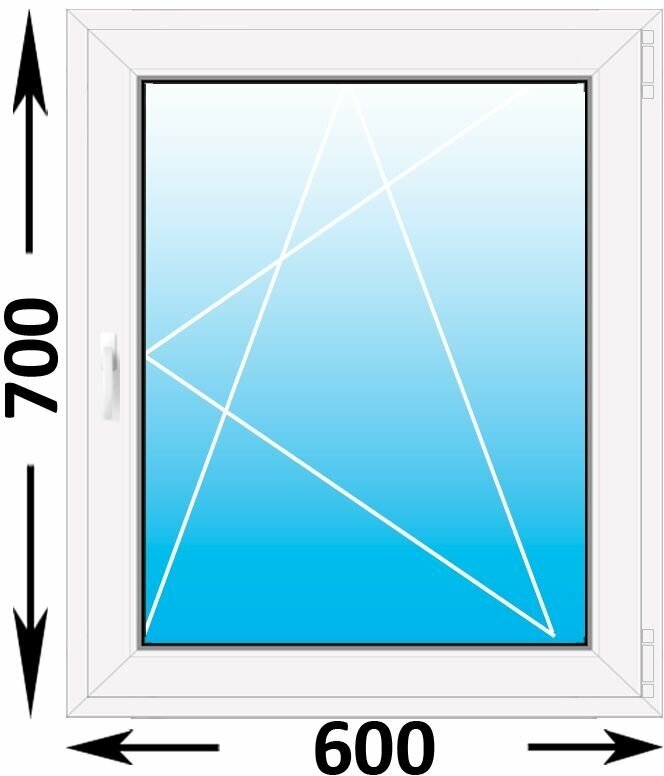 Пластиковое окно MELKE Lite 60 одностворчатое 600x700, с двухкамерным стеклопакетом (ширина Х высота) (600Х700)