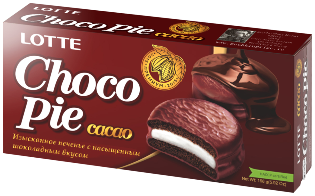 Пирожное Lotte Confectionery Choco Pie Cacao, 168 г, 6 шт. в уп. - фотография № 5