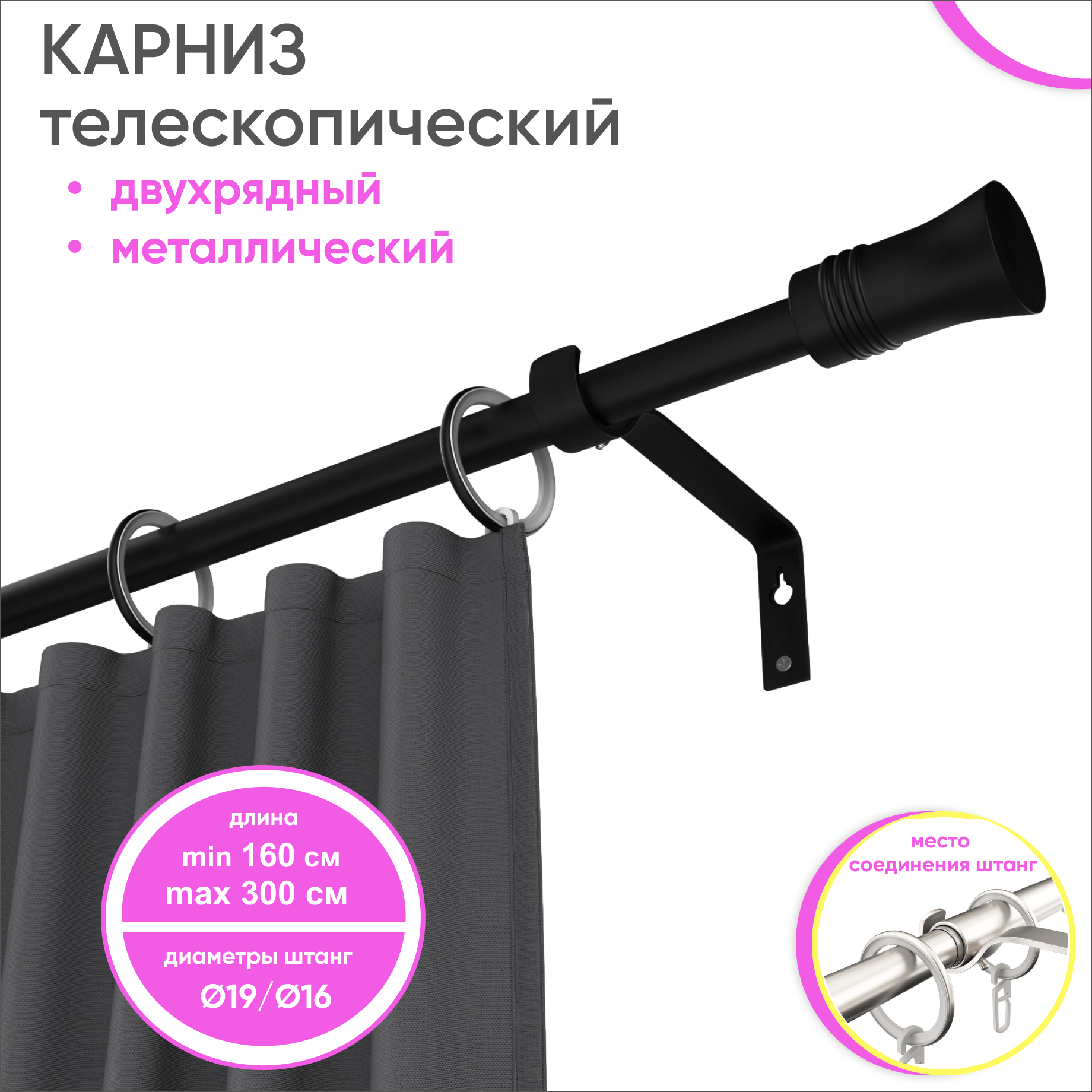 Карниз Ост 1 ряд теле 160-300 Гиро