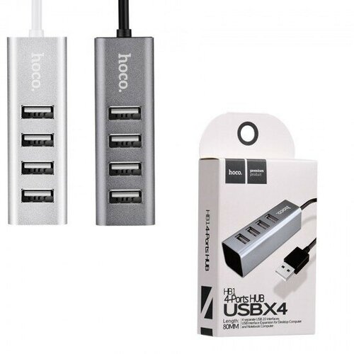 USB 2.0 HUB Hoco HB1 4 порта, 010548 Серый