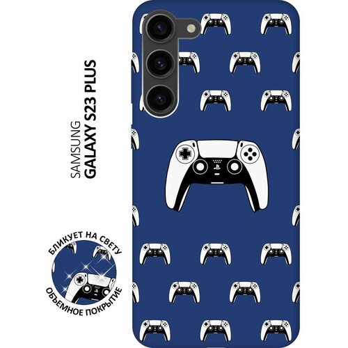 Матовый чехол Controller Pattern для Samsung Galaxy S23+ / Самсунг С23 Плюс с 3D эффектом синий матовый чехол controller pattern для samsung galaxy s23 самсунг с23 плюс с 3d эффектом черный