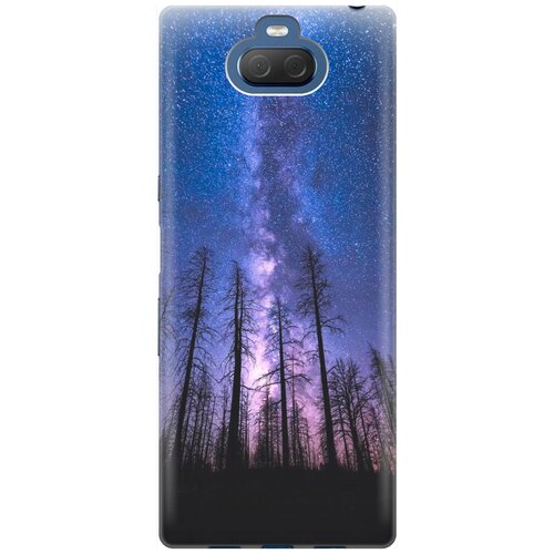 фото Re:pa накладка transparent для sony xperia 10 с принтом "ночной лес и звездное небо"