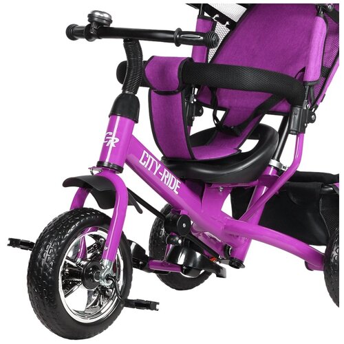 фото Велосипед детский трехколесный city-ride, колеса пластик 10/8, велосипед для детей, для малышей, с родительской ручкой, бампер ,багажник, цвет розовый