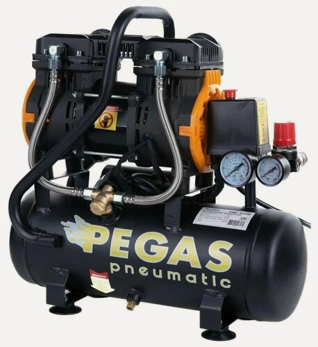 Изображение товара Компрессор малошумный безмасляный Pegas PG-602 Pro, 6 л, 1.4 кВт. 195п/мин.