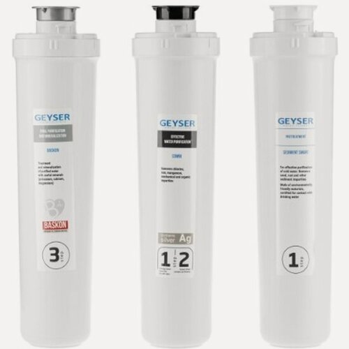 Изображение товара Комплект сменных картриджей Гейзер Оптима для мягкой воды (3 ступени)