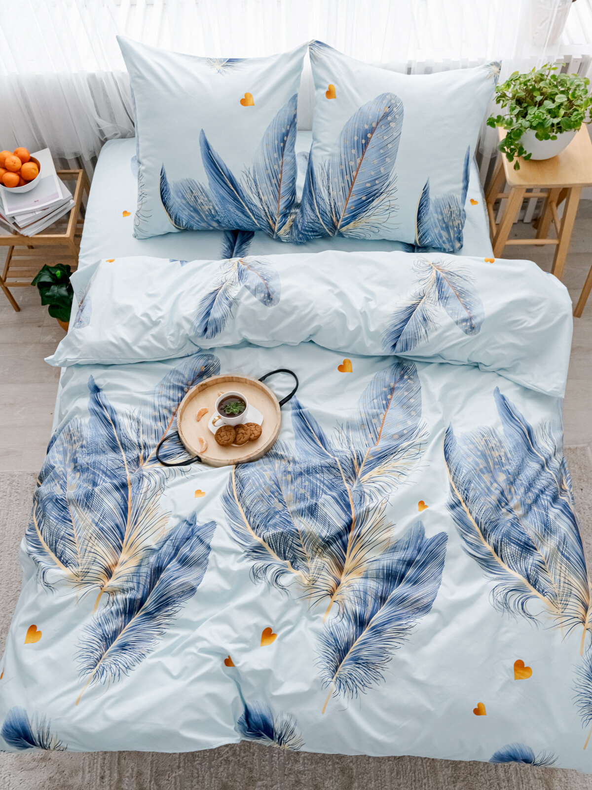 фото Комплект постельного белья, 2 спальное с европростыней, наволочки 70х70