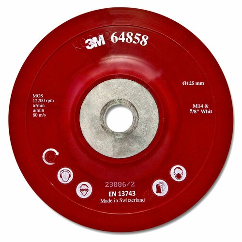 опорная тарелка оправка для фибровых кругов d180мм Опорная тарелка (оправка) 3M™ 64868 для фибровых кругов, 125х22 мм, плоская, резьба: 5/16 и M14.