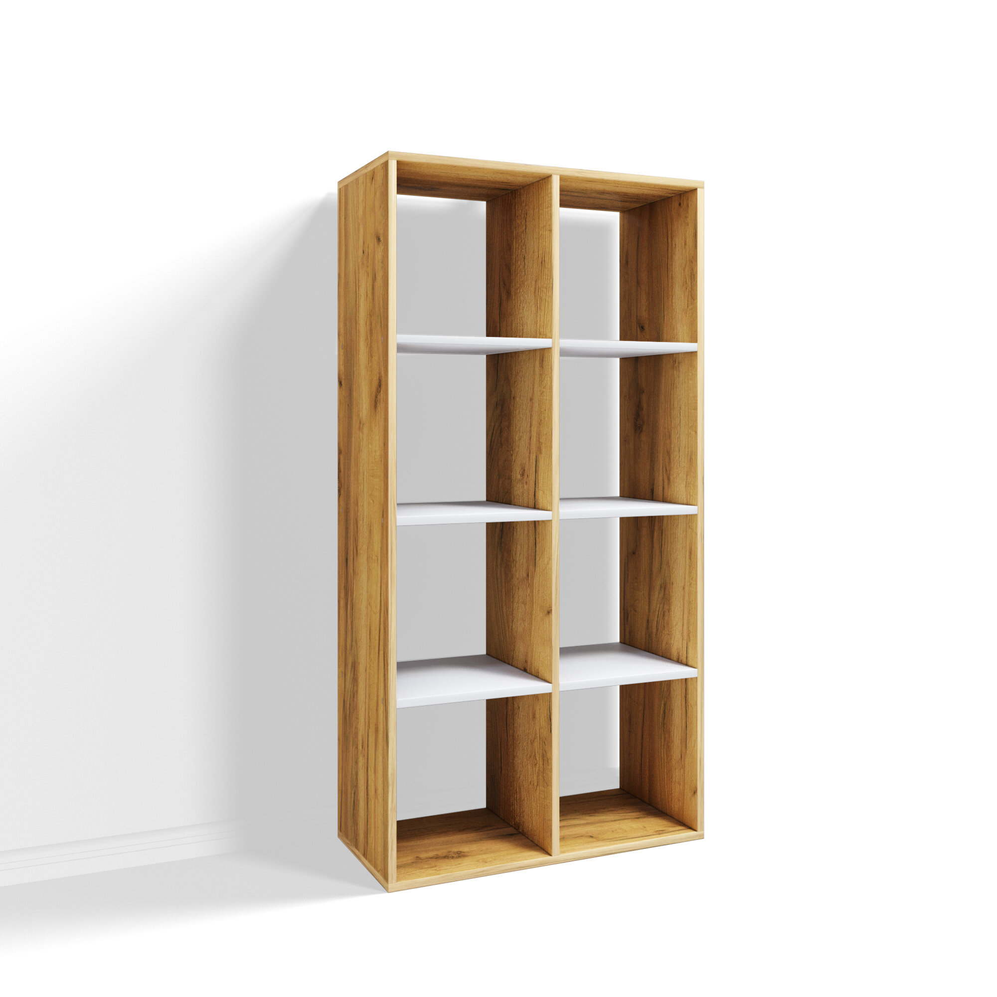 Стеллаж Velardy кубикус, 136x8x32см, белый+дуб крафт золотой