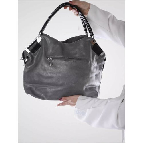 Сумка , фактура тиснение, серебряный, серый