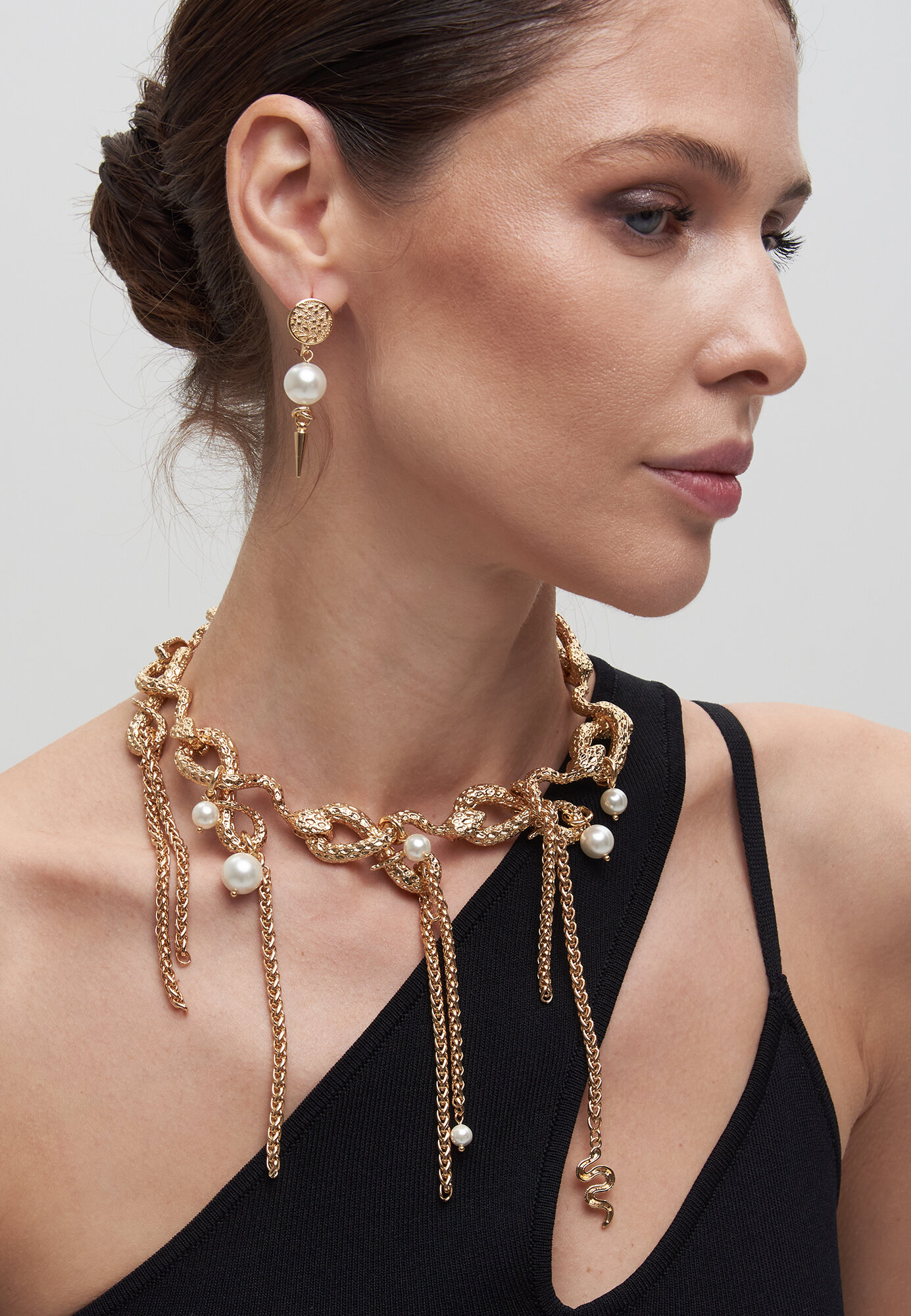 Серьги с подвесками YAROSLAVNA, белый, золотой — фото 1