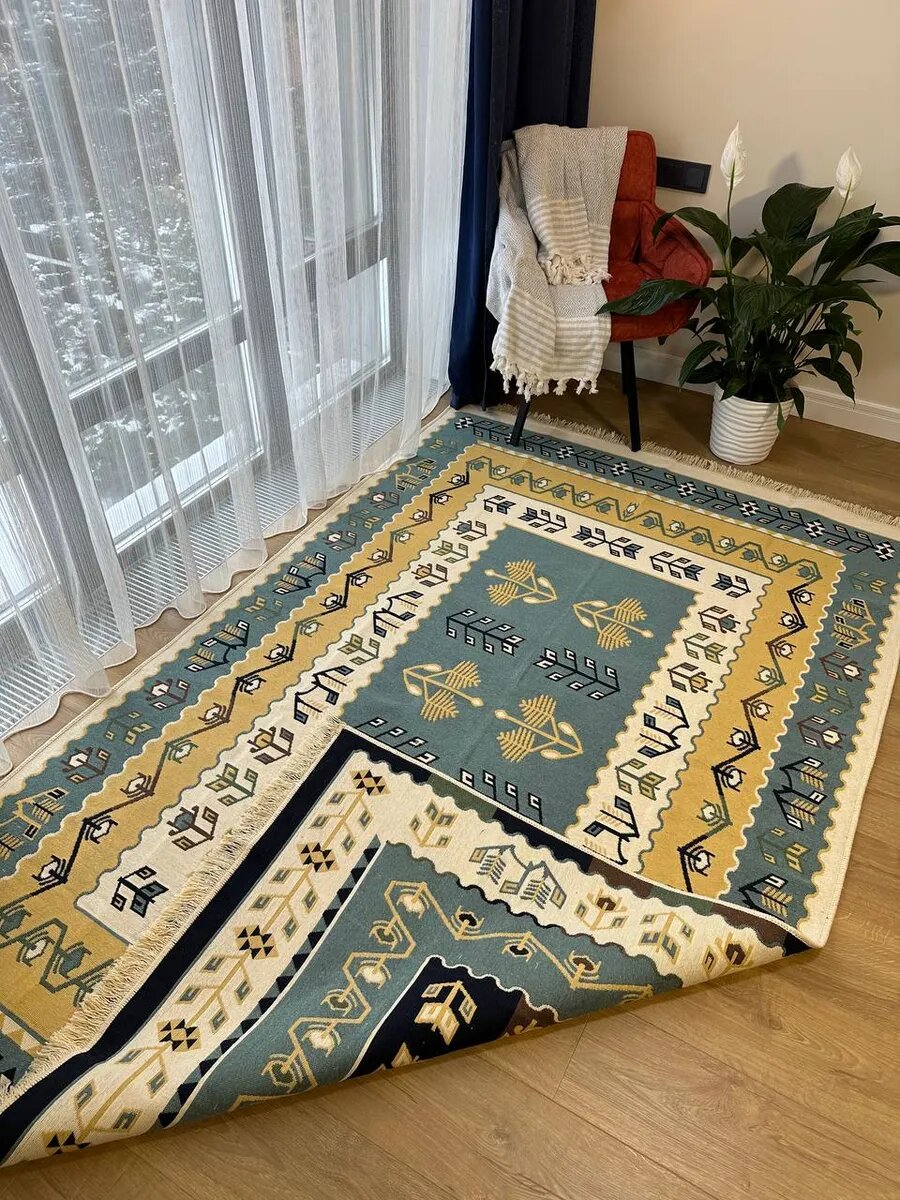 Ковер комнатный Green Carpet хлопковый двусторонний 160x250 см турецкий килим