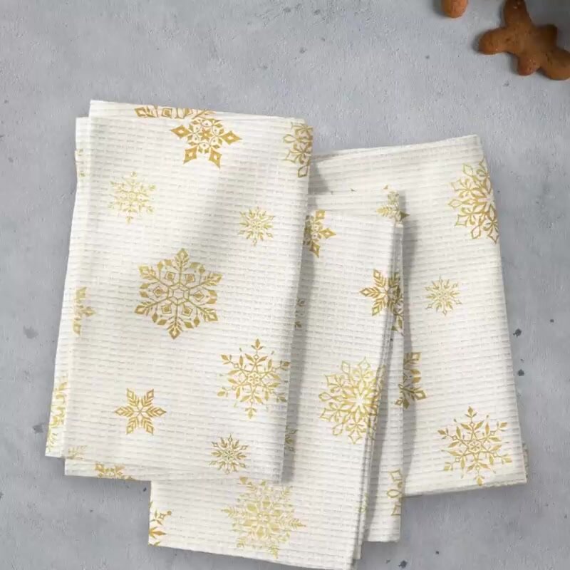 Полотенце кухонное 45х60 (3 шт.) "Унисон" рис 33280-2 White snowflakes белый — фото 1