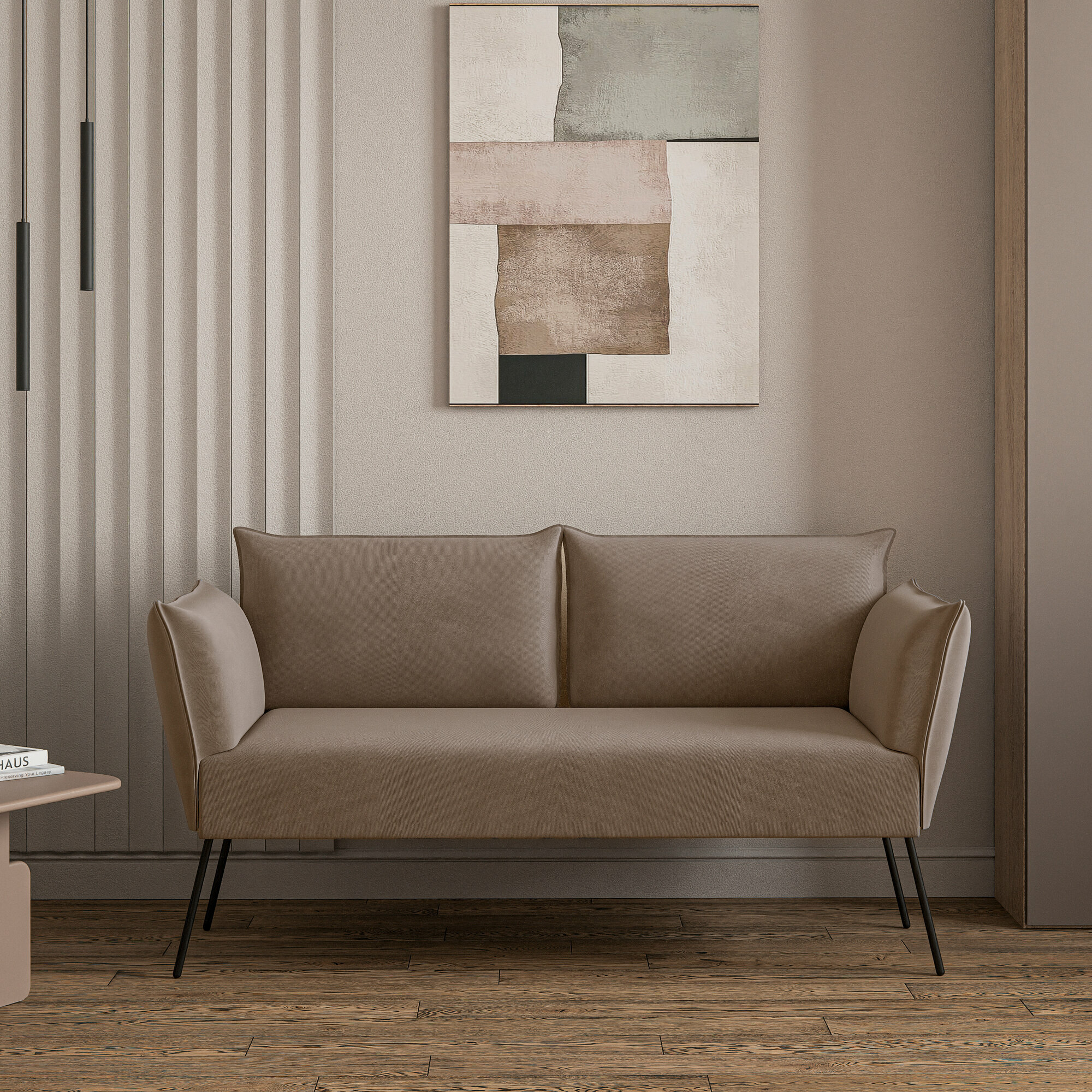 Прямой диван Вот он, механизм Нераскладной, 135x60x76 см Коричневый