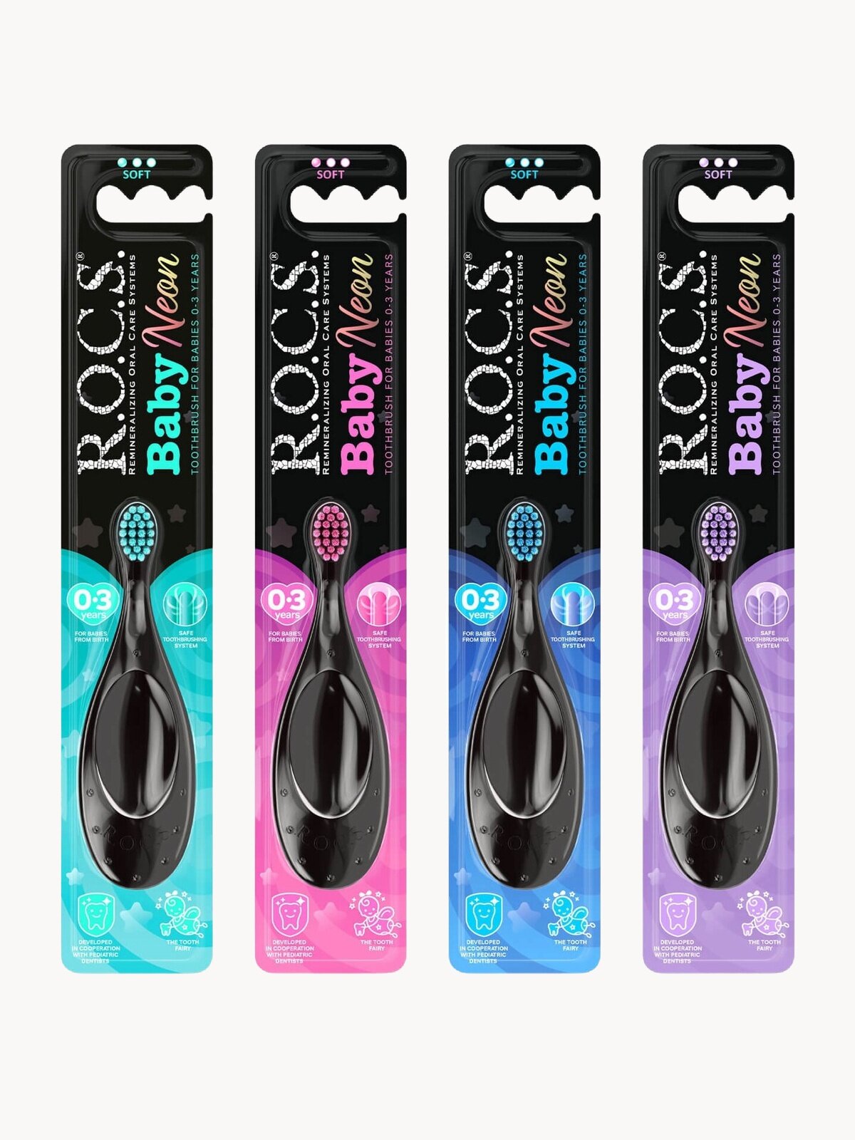 Зубная щетка R.O.C.S. Baby Neon для детей от 0 до 3 лет мягкая