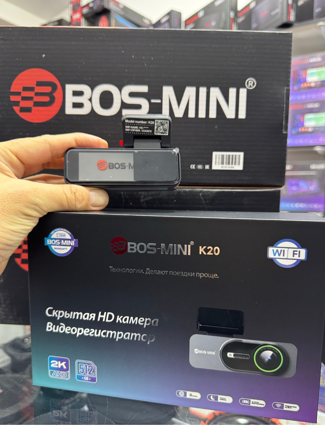 Видеорегистратор BOS-MINI K20L, 2К AHD, Wi-Fi, ночной режим, HD объектив — фото 1