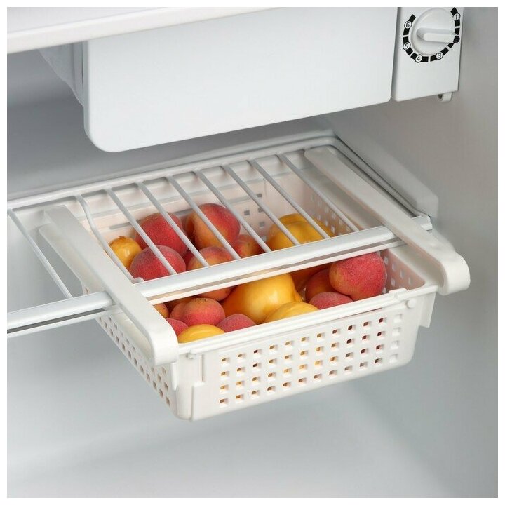 Органайзер для холодильника раздвижной "Лофт", 19,7х20х7,7 см, цвет белый