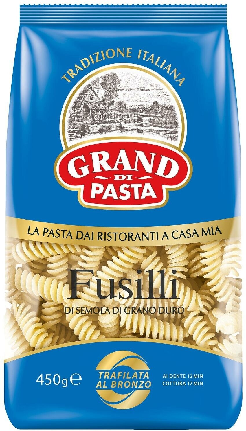 Упаковка из 12 пачек Макароны Спирали Grand Di Pasta (фузилли) 450г