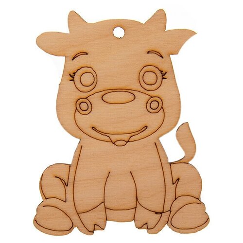 Деревянная подвеска заготовка Бычок 7,5 х 6 см 2 штуки