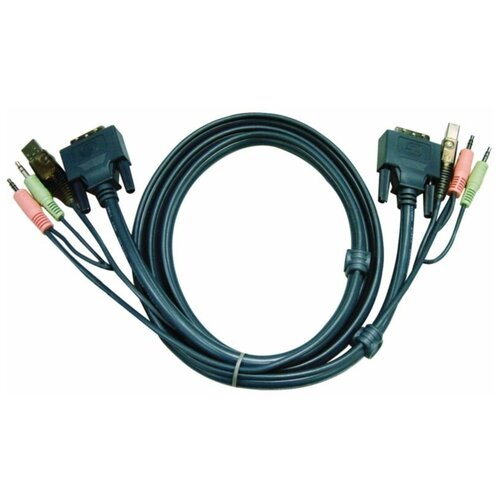 Кабель KVM USB(тип а Male)+DVI-D(Male)2хаудио(Male) <-> USB(тип B Male)+DVI-D(Male)+2хаудио(Male) 3м., черный. CABLE DVI/ USB B/ MC.SP-DVI/ USB A 3M (2L-7D03UD)