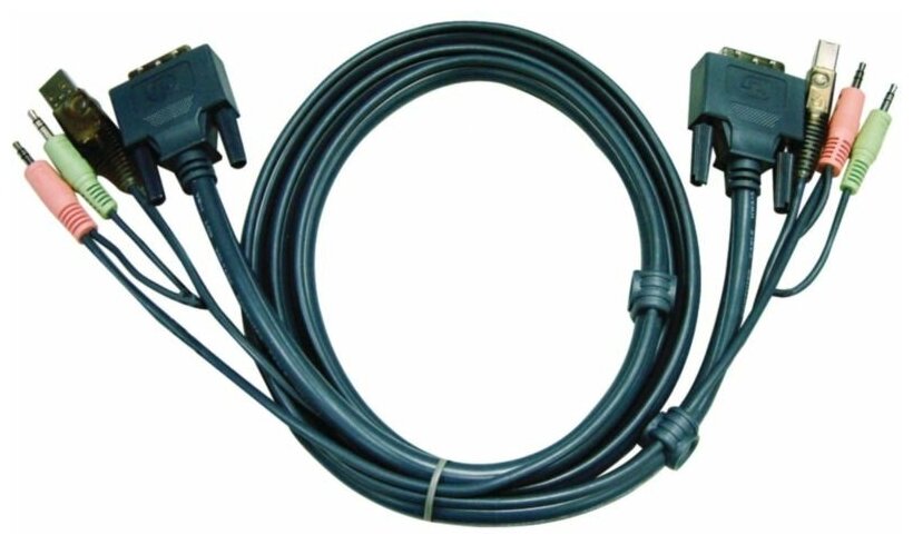 Кабель KVM USB(тип а Male)+DVI-D(Male)2хаудио(Male) <-> USB(тип B Male)+DVI-D(Male)+2хаудио(Male) 3м. черный. CABLE DVI/ USB B/ MC.SP-DVI/ USB A 3M (2L-7D03UD)