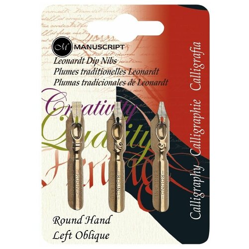 Набор перьев Manuscript Round Hand для левшей 3шт блистер