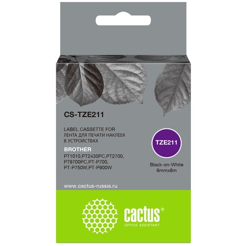 Картридж Cactus CS-TZE211, совместимый mix color 1pk compatible brother tze 6 9 12mm tz231 black on white for pt labeler tze231 tz 231 tz211 tze631 tz221