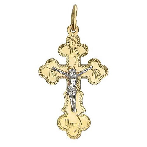 Крестик Эстет, комбинированное золото, 585 проба крест нательный без распятия 94120016
