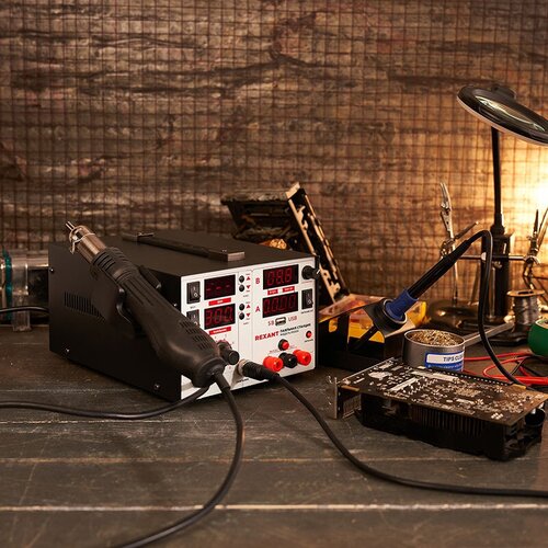 Паяльная станция REXANT 12-0729 850 Вт черный 1489700₽