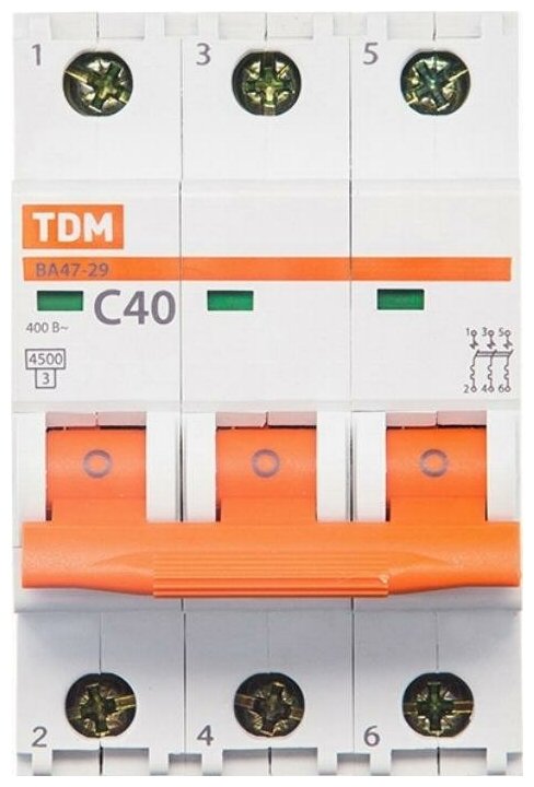 Автомат TDM SQ0206-0113 ВА47-29 3р 40А 4.5ка х-ка С