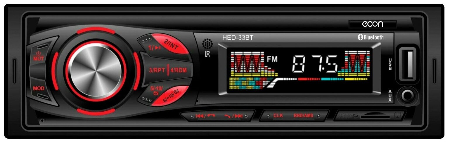 Магнитола автомобильная 1 din ECON HED-32BT