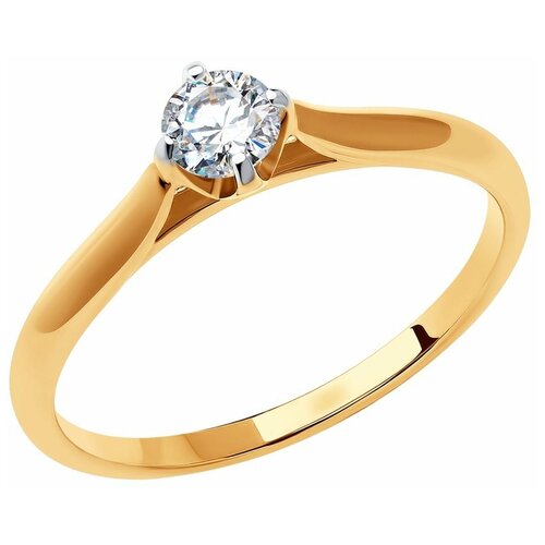 фото Sokolov кольцо из золота с фианитом 018592, размер 19