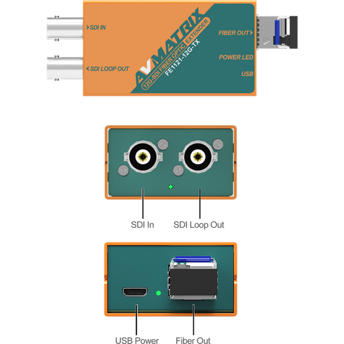 Волоконно-оптический удлинитель AVMATRIX FE1121-12G SDI 10км