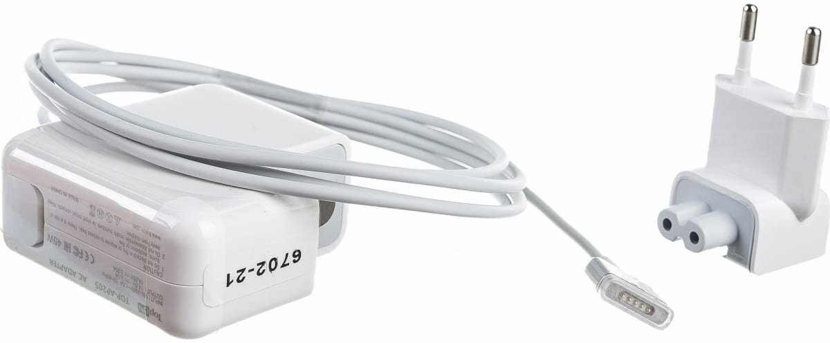 Зарядное устройство TopON TOP-AP205 14.5V -> 3.1A для MacBook Air 45W MagSafe 2, PN: MD592Z/A - фото №2