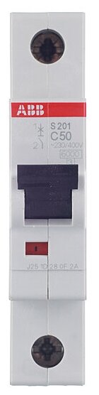 S201 C50 Автоматический выключатель 1-полюсный, 50А, 6кА (хар-ка C) ABB, 2CDS251001R0504 - фотография № 4