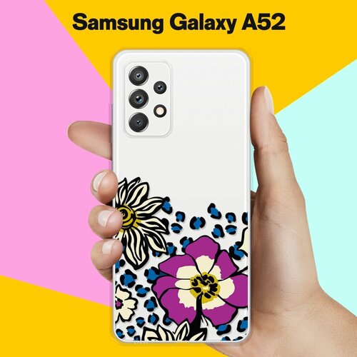 Силиконовый чехол Цветы с узором на Samsung Galaxy A52
