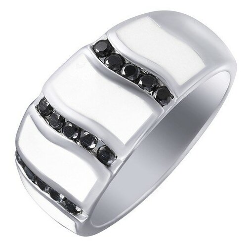 Кольцо JV, серебро, 925 проба, эмаль, фианит, размер 17.5 серебряное кольцо с кубическим цирконием эмалью