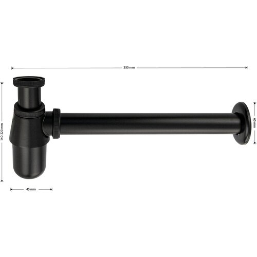 Нижняя часть сифона BRIMIX на раковину металлическая чёрного цвета 1513₽