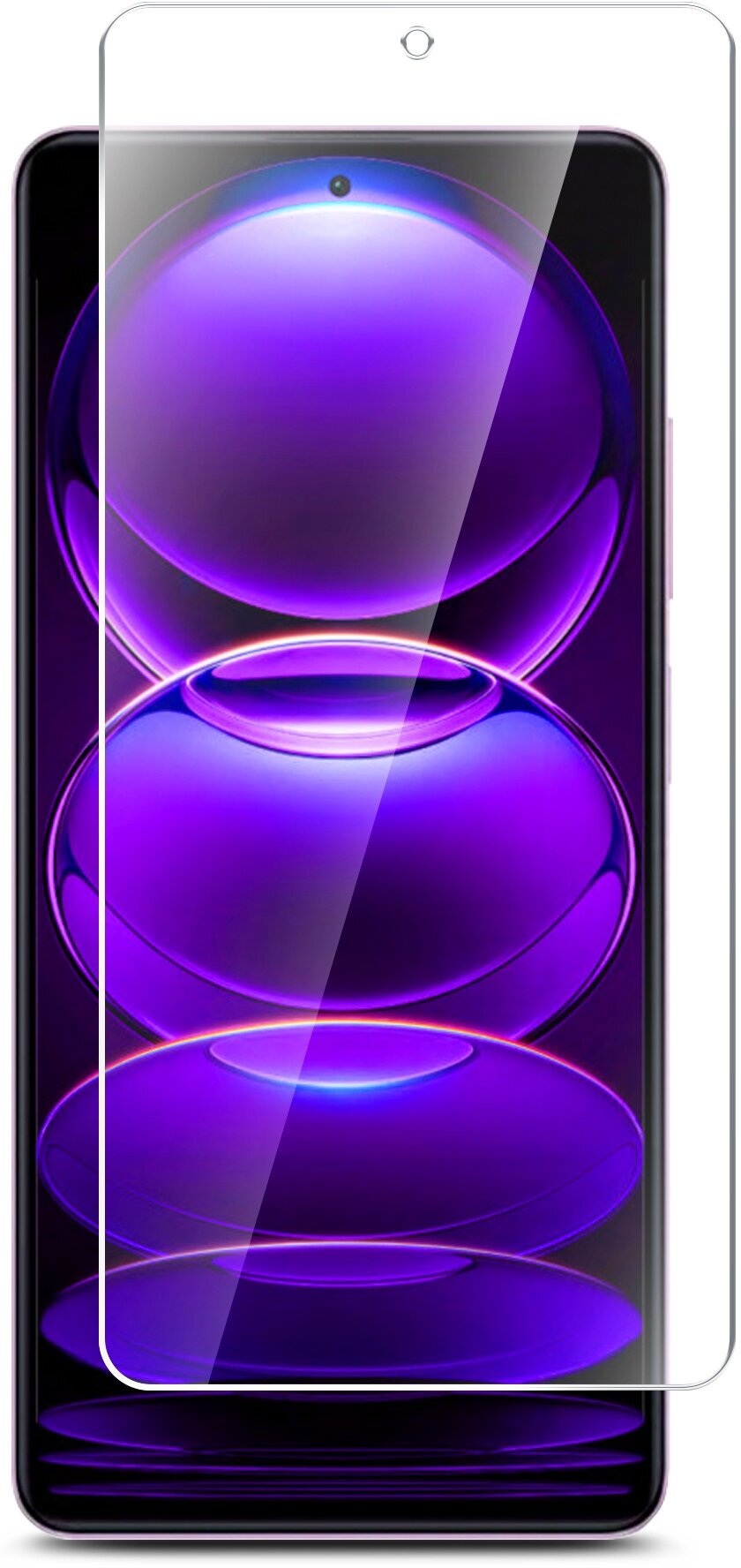 Защитное стекло на Xiaomi Redmi Note 12 Pro+ (Ксиоми Редми Нот 12 Про+) на Экран (гибридное: пленка+стекловолокно) прозрачное Hybrid Glass Brozo