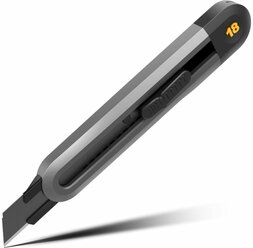 Технический нож "Home Series Black" Deli HT4018 (сегментированное черное лезвие 18мм, эксклюзивный дизайн, корпус из софттач пластика)