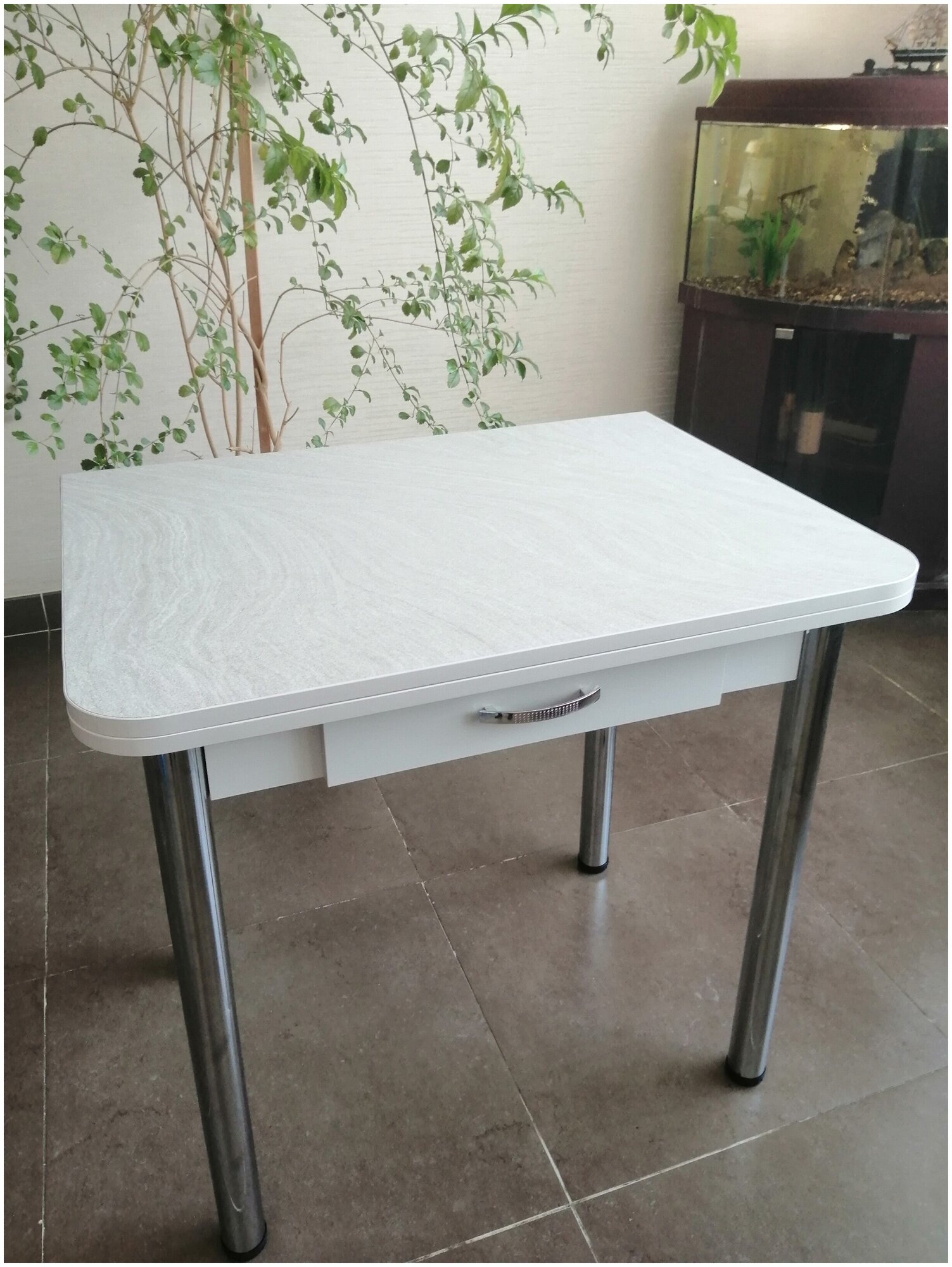 фото Стол раскладной Ломберный с ящиком, Кухонный, 80*60*75 см, пластик HPL