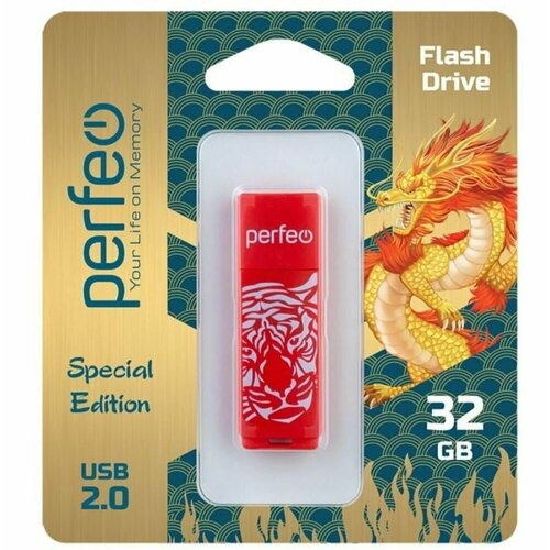 Флеш Perfeo USB 32GB C04 Red Tiger флэш диск usb perfeo 32gb c04 red koi fish pf c04rkf032